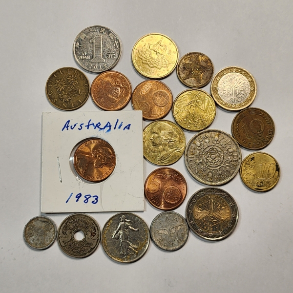 Lot of Assorted Foreign Coins: Australia, Bahamas, Euros, & More - See Photos!