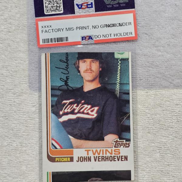 1982 Topps #281 John Verhoeven (Wrong-Back / Miscut Error Stock) – Factory Misprint (Ungradable)