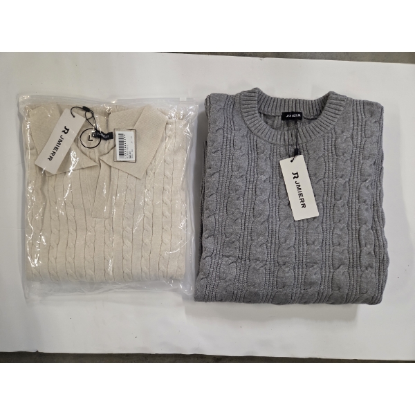 Two New Size Large Mens Jmierr Lightweight Sweaters In Gray & Apricot 