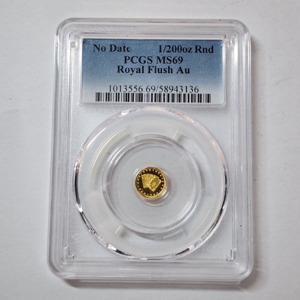 No Date Royal Flush Au 1/200th oz Gold Round Graded by PCGS MS69