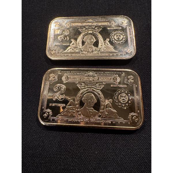 2 - George Washington .999 Fine Copper One Troy Ounce Bars