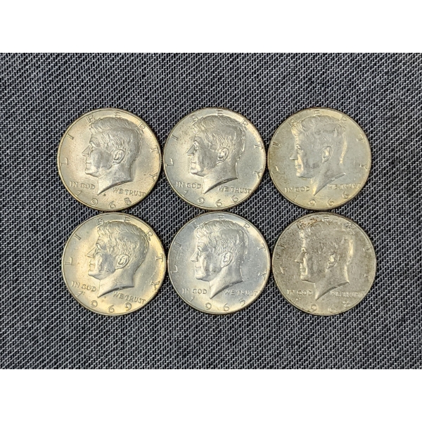 Six Assorted 40% Silver Kennedy Half Dollars ~ $3.00 Face Value