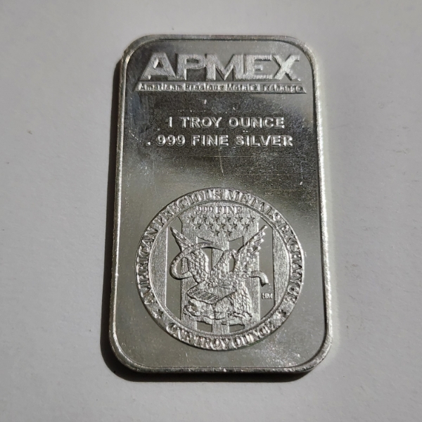 One Troy Ounce .999 Fine Silver APMEX Bar