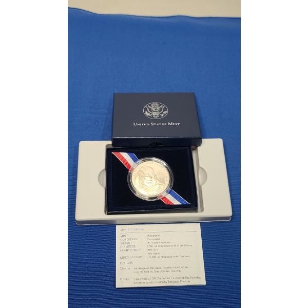 2006 Benjamin Franklin Commemorative Coin Program 90% Silver Coin From The U.S Mint