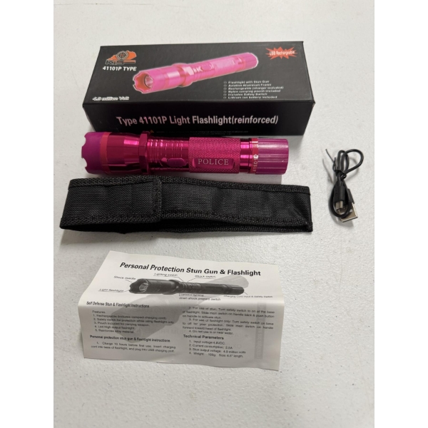 4.9 Million VOLT Rechargeable 7" Pink  Flashlight Taser - Brand New In The Box