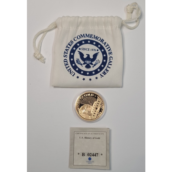 History Of Gold 1937 "Fort Knox Gold Vault" 24K Gold Layered Commemorative Replica Coin With COA
