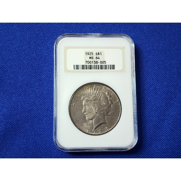 1925 Silver Peace Dollar NGC MS 64