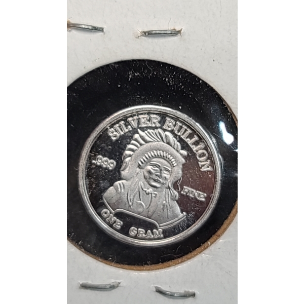 RARE 1 Gram .999 Fine Silver Coin - Native American & Buffalo Motif
