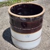 Image 4 : Vintage 10 Gallon Stoneware Crock Ft. Blue Heart Stamp With 10 Mark ~ Likely from Burley & Winter