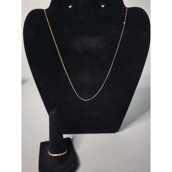 14K Gold Band Size 10 Ring & 18" 14K Gold Chain (Broken Clasp) Necklace - Total Weight: 2.0g