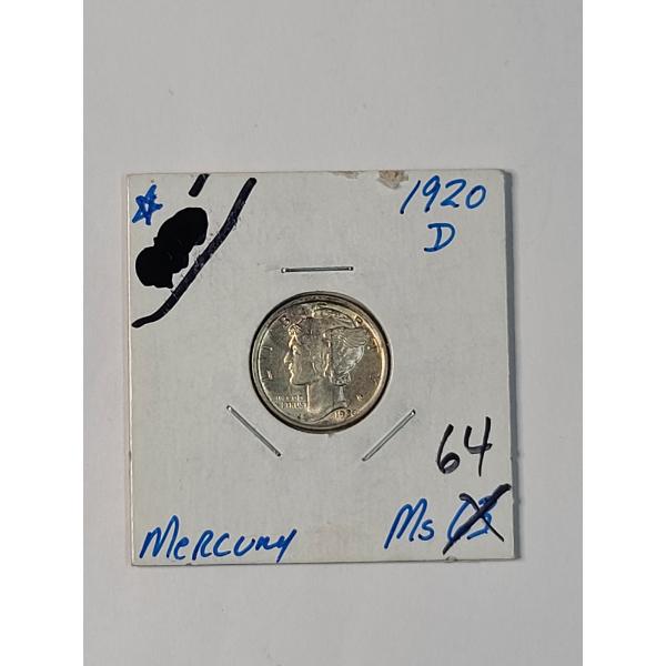United States 1920-D Mercury 90% Silver Dime