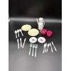 Image 2 : Plastic Toy Kitchenware Set with Plates - Saucers - Teapot - Silverware - One Cup Missing Handle