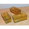 Image 1 : 3 Pc Set Vintage Amber Glass Rectangular Bowls 9 x 4 x 3 -  All Perfect