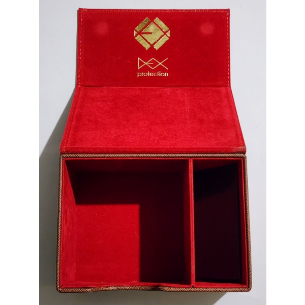 Very Nice Brown Trading Card Deck Box With Nice Velvet Inside And Dice Compartment