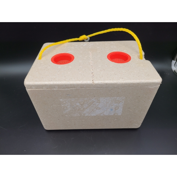  Magic Worm Farm, a polystyrene container designed to keep fishing worms cool and fresh - Two Bags