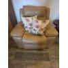 Image 3 : Flexsteel Power Recliner Soft Brown Leather With Accent Pillows