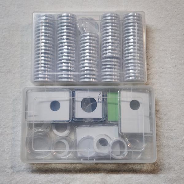 Two Plastic Coin Storage Cases W/ Many Empty Coin Protectors! Perfect for any level coin collector!