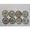 Image 1 : Assorted Years/Mint Marks 90% Silver Washington Quarters - Face Value: $2.00	