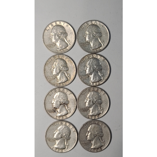 Assorted Years And Mint Marks 90% Silver U.S Washington Quarters - Face Value: $2.00