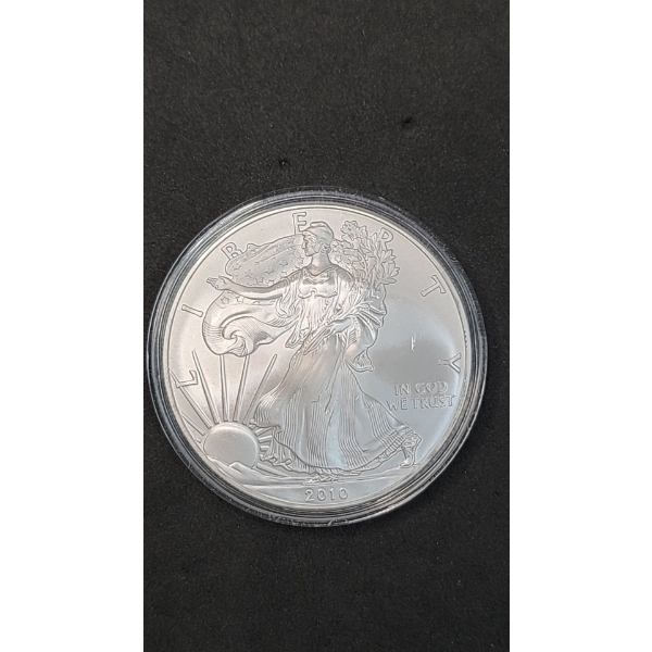 2010 American Eagle 1 Oz .999 Fine Silver Dollar In Coin Capsule