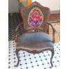 Image 1 : Beautiful  Vintage Wood & Upholstered Parlor Chair With Ornate Carving 40" Tall 25" W - 19" To Seat