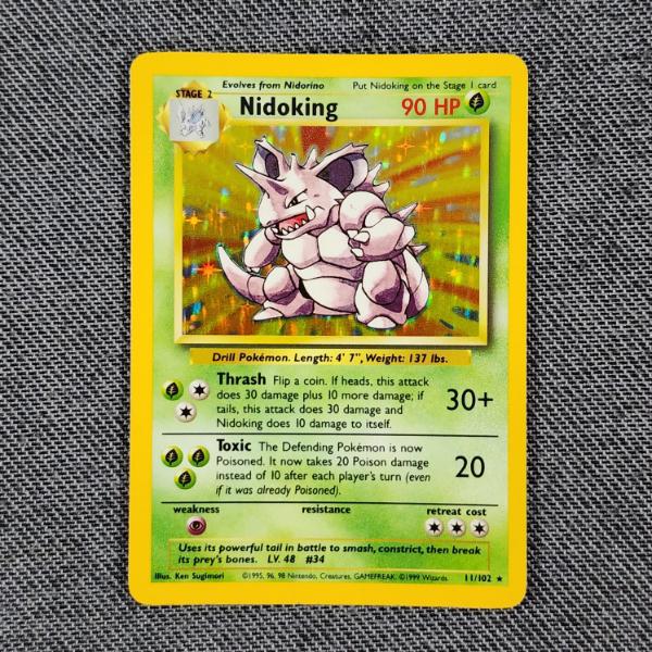Nidoking 11/102 Holo Rare Vintage Base Set Pokemon Trading Card in Near Mint Condition!
