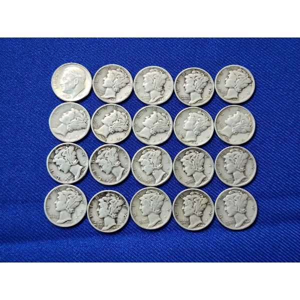 Assorted Silver Dimes: (1) Roosevelt 1964 & Assorted Mercury Face Value: $2.00