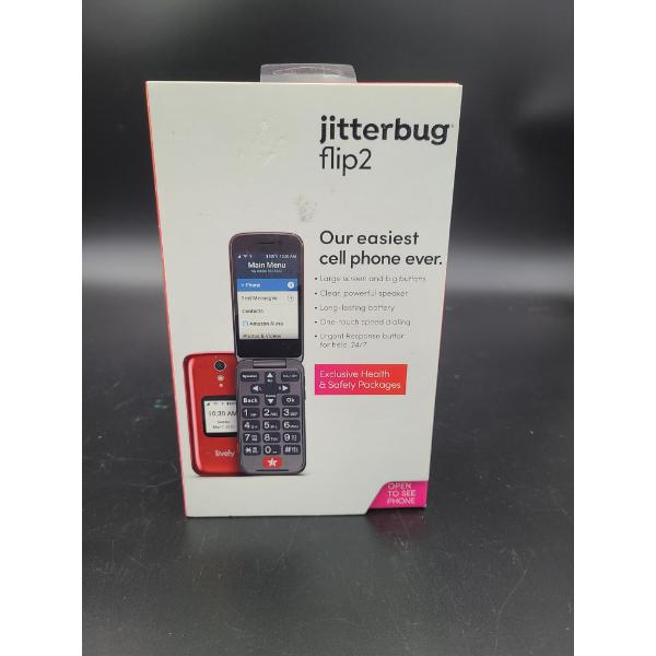 Jitterbug flip2 Phone - Lively Red Phone with Charger etc. with Case 