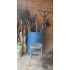 Image 1 : *Pick Up At Mantua Home-No Shipping Available* Vintage 25'' Step Stool & 50 Gallon Plastic Drum With