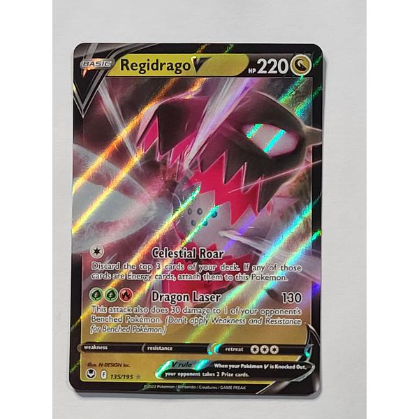 Regidrago V (135/195) Ultra Rare Holo Pokémon Card From The Sword & Shield—Silver Tempest Expansion