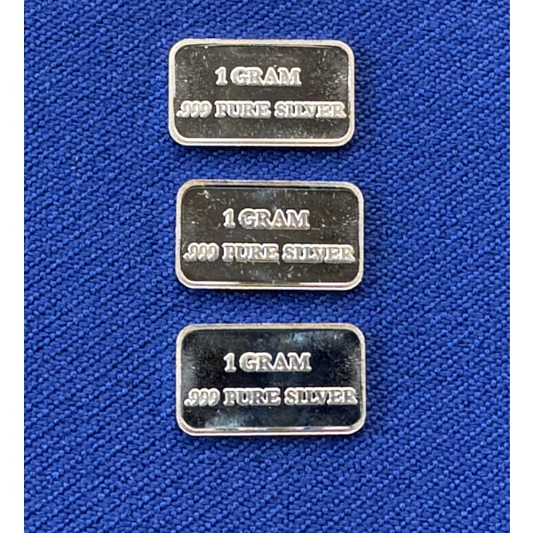 x3 USCG .999 Fine Silver 1 Gram Bars