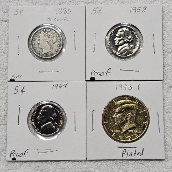 Fascinating Mix of Vintage, Proof, and Modified United States Currency FV: $.65 (see description)