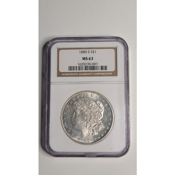 NGC 1880-S MS 63 Morgan 90% Silver Dollar 
