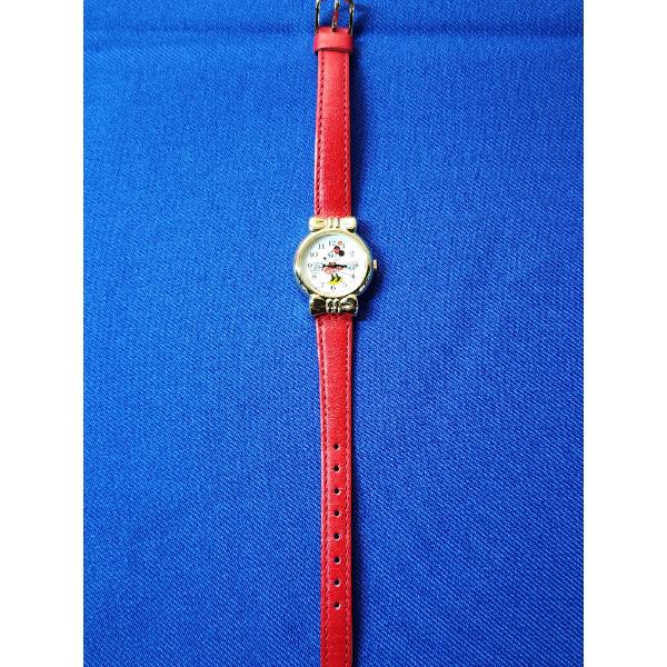 Vintage Lorus Quartz Disney Minnie Mouse Gold-Tone Red Band Watch