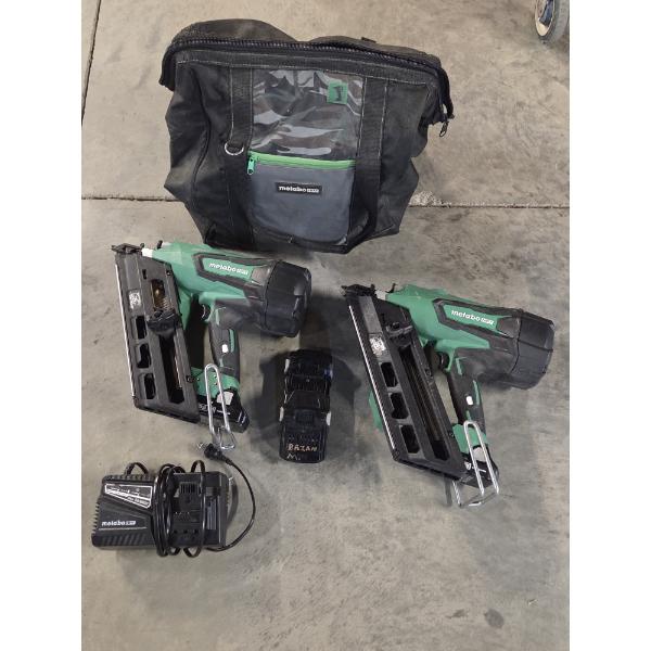Two Like New Metaboo Cordless Strip Nailers, 2 Batteries, Charger & Storage Bag 