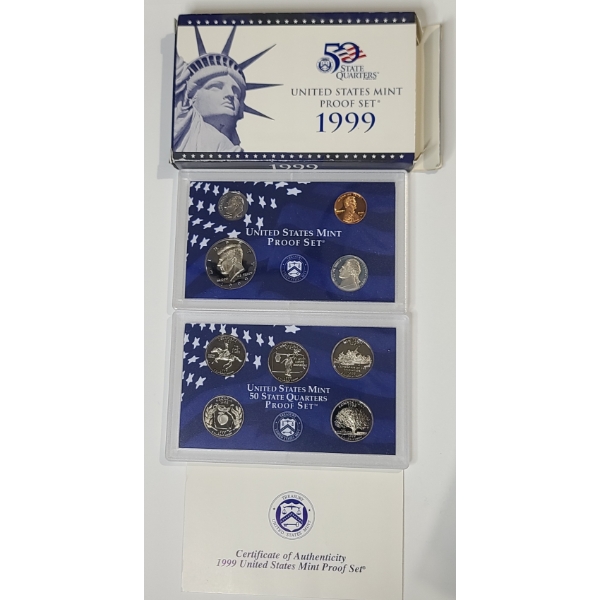 1999 United States Mint Proof Coin Set - Face Value: $1.91