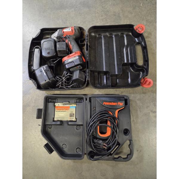 Black & Decker 12V Cordless FS Xtreme Drill Kit And Power Shot Pro Staple Gun 