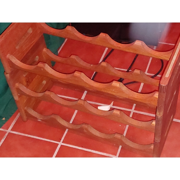 3 Section Wood Stackable Wine Rack As Shown Nice Condition - Shown Together For Photo -