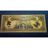 Image 1 : .999 GOLD FOIL U.S. $2  SERIES 1899 MINI PORTHOLE NOTE - IN PROTECTIVE SLEEVE