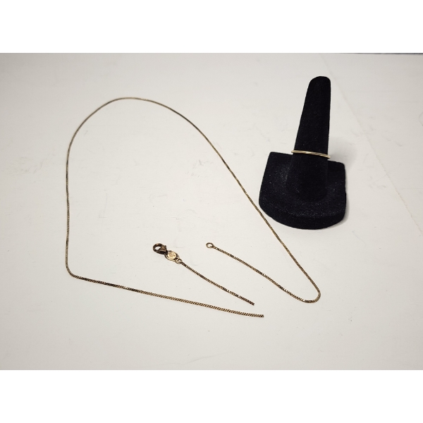 14K Gold Chain 22in (Broken) and 14K Gold Ring/Earring Size 6.5
