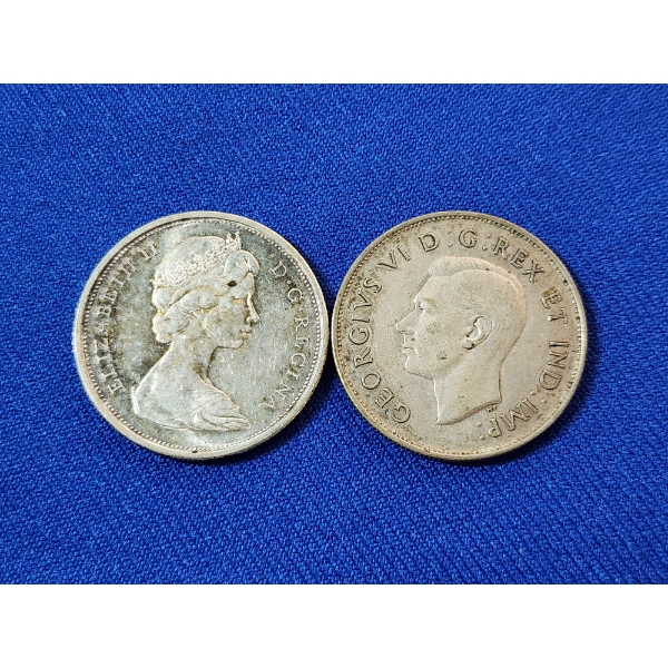 1966 & 1943 Canadian 50 Cent 80% Silver Coins