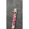 Image 4 : 10K Gold Bracelet With Pink & White Stones Total Weight: 8.4 Grams