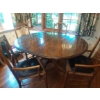 Image 3 : Maple Wood Table With Glass Top 62" x 48" Incl Leave & Chairs As ShownExcellent Condition