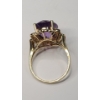 Image 3 : 14K Yellow Gold Women's Amethyst & Diamond Vintage Style Cocktail Ring - Size 9 - Total Weight: 7.0g