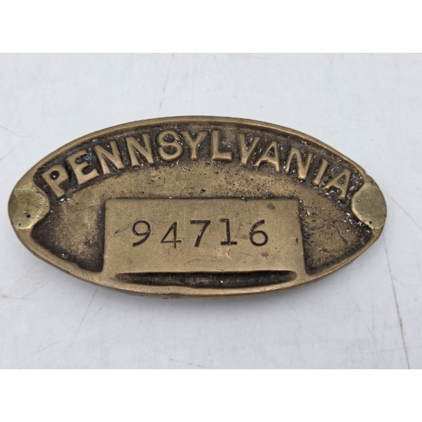Vintage Brass Railroad Tag Belt Buckle