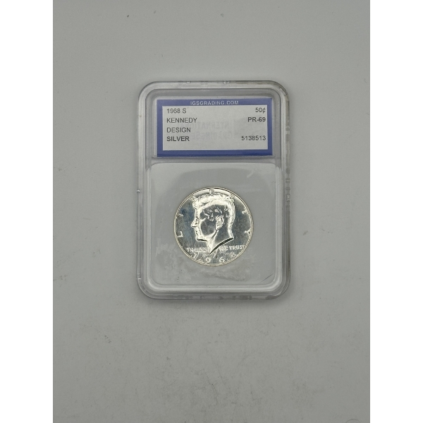 IGS PR69 1968-S Silver Kennedy Half Dollar