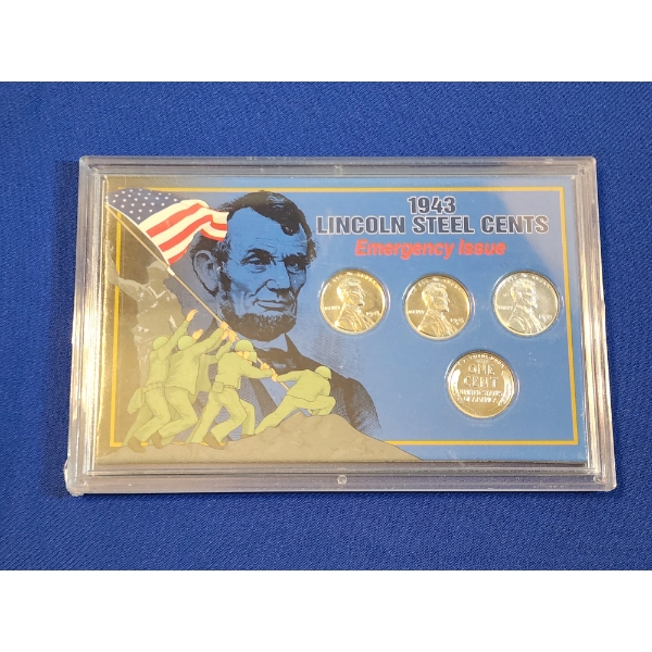 The Morgan Mint 1943 Lincoln Steel Cents Emergency Issue Collection in Display Slab