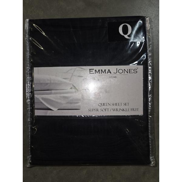 New Emma Jones Queen Microfiber Black Sheet Set
