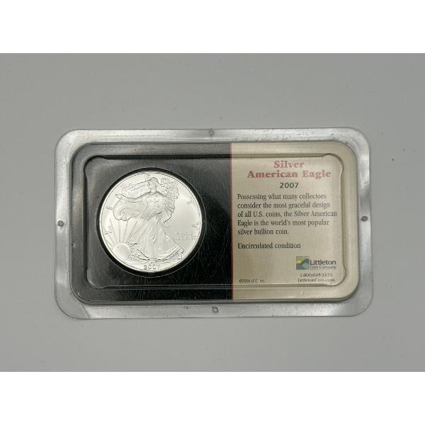 2007 Uncirculated Silver American Eagle - Littleton Plastic Case