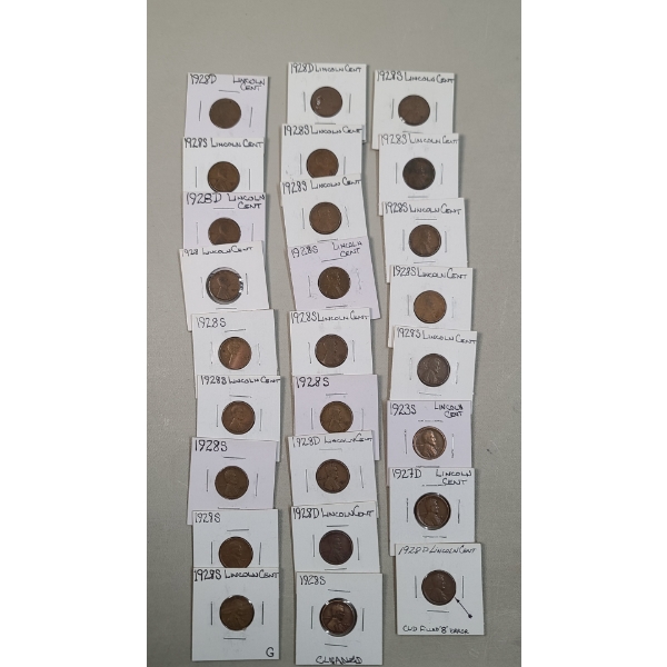 Assorted U.S 1920's Lincoln Wheat Cents Including "CUD" Error Cent - Face Value: $0.26